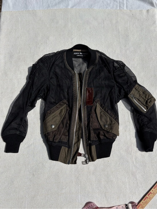 Junya Watanabe Jackets & Blazers - Junya Watanabe for Comme des Garcons Black & Olive Tulle Bomber Jacket